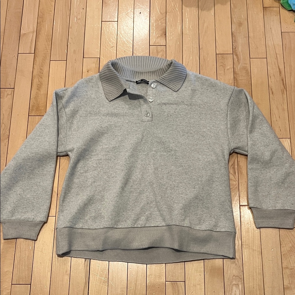 Zara Women's Size Medium Tan Collar Sweater Sweatshirt